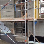 Die Treppe ins Erdgeschoß ist drin